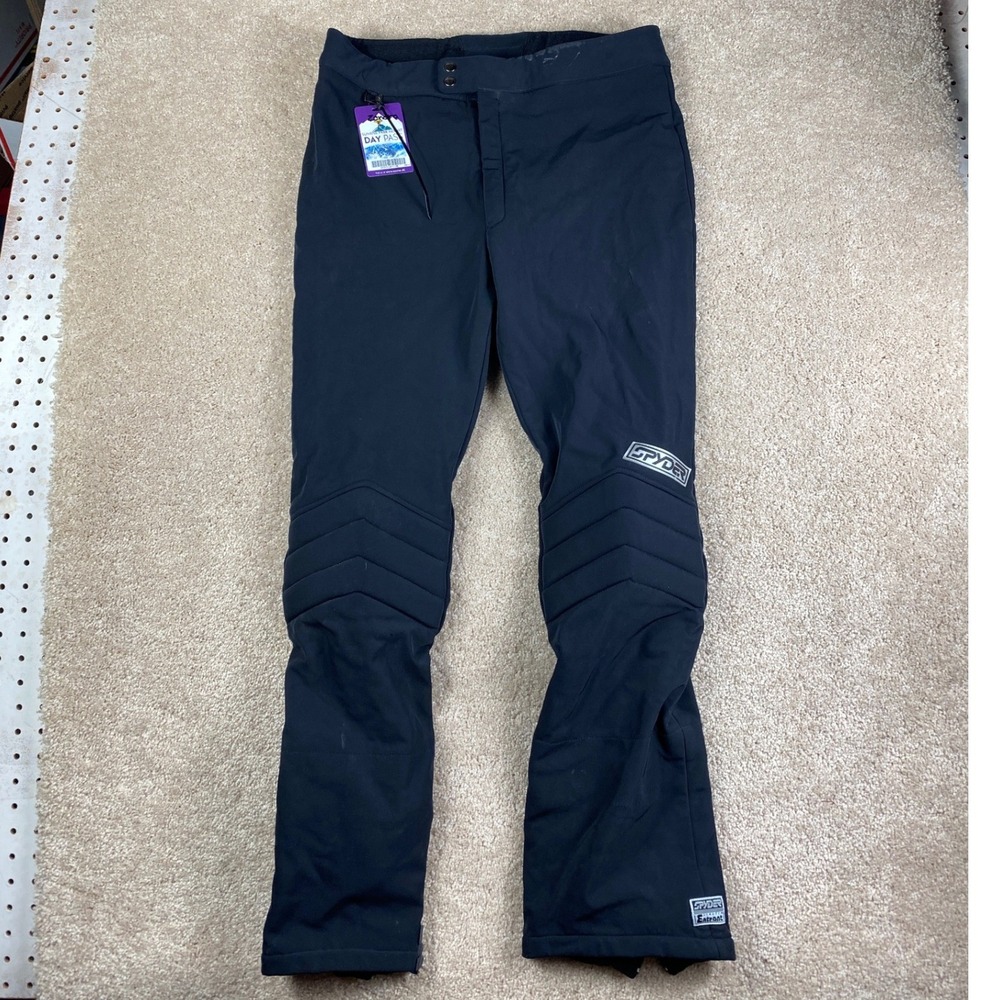 Spyder‎ Entrant Stretch Mens Ski Pants Black Articulated Knee Vintage 34L